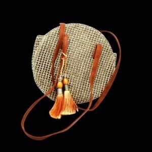 Bohemian Straw Canteen Circle Bag